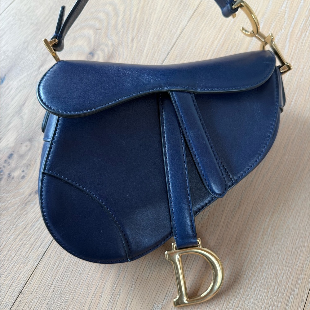 Dior Navy Blue Saddle Bag, Mini